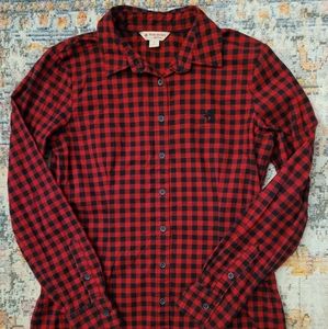 Women's Brooks Brothers Red & Black Checked Buffalo Plaid Blouse 4 Small